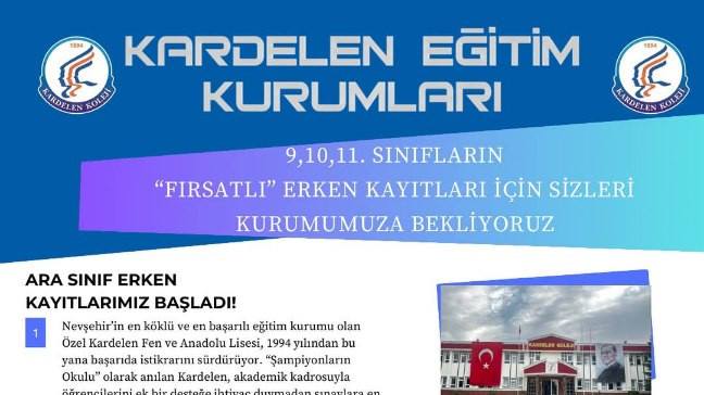 Başarıda İstikrar: Özel Kardelen Fen ve Anadolu Lisesi Erken Kayıtta!